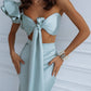 Satin Bow Top & Midi Skirt 2-Piece Set