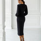 Square Neck Puff-Sleeve Midi Dress