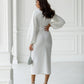 Square Neck Puff-Sleeve Midi Dress