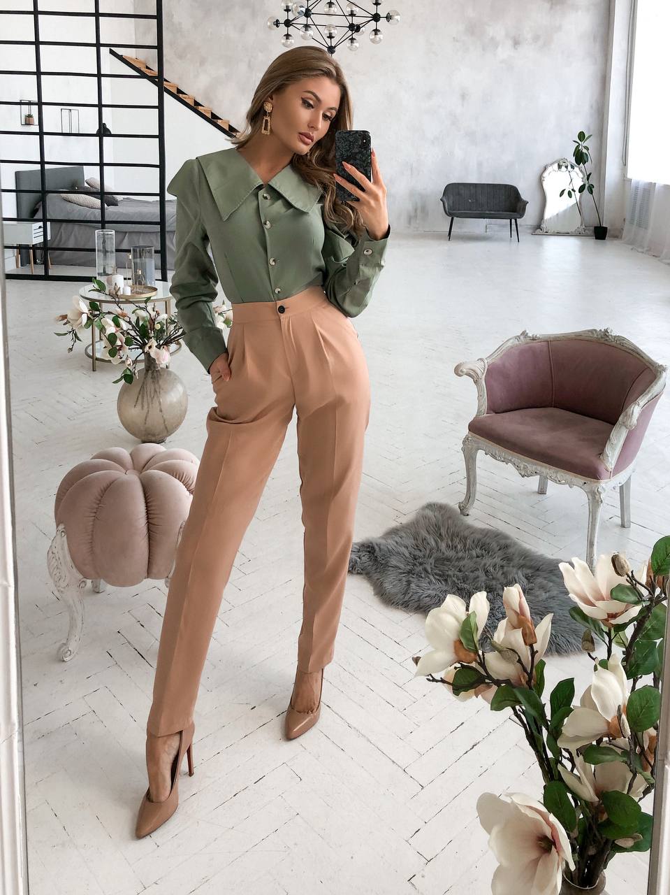 High Waisted Regular Fit Pants