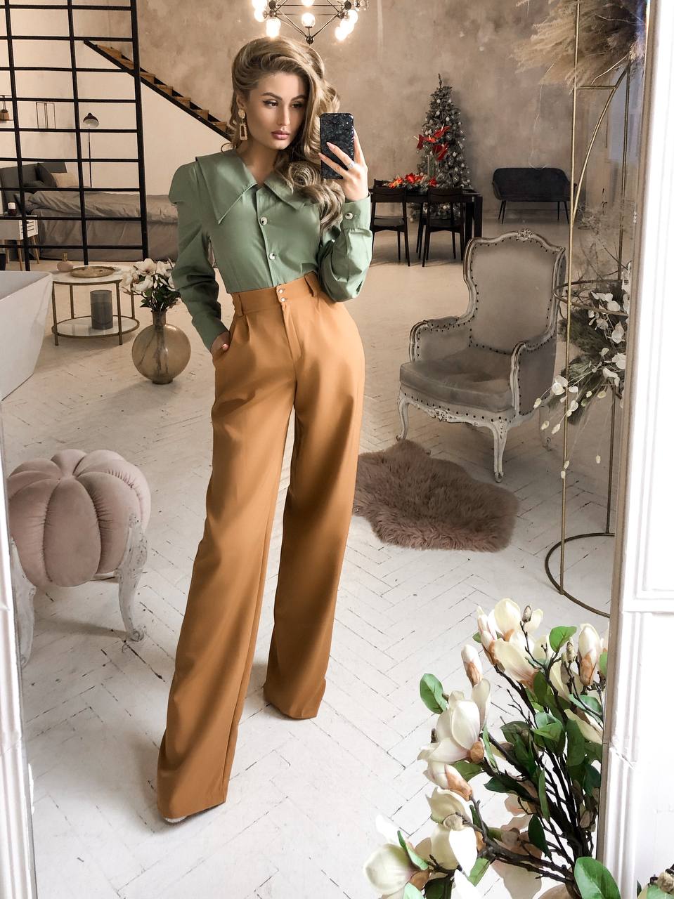 High Waist Fitted Palazzo Pants