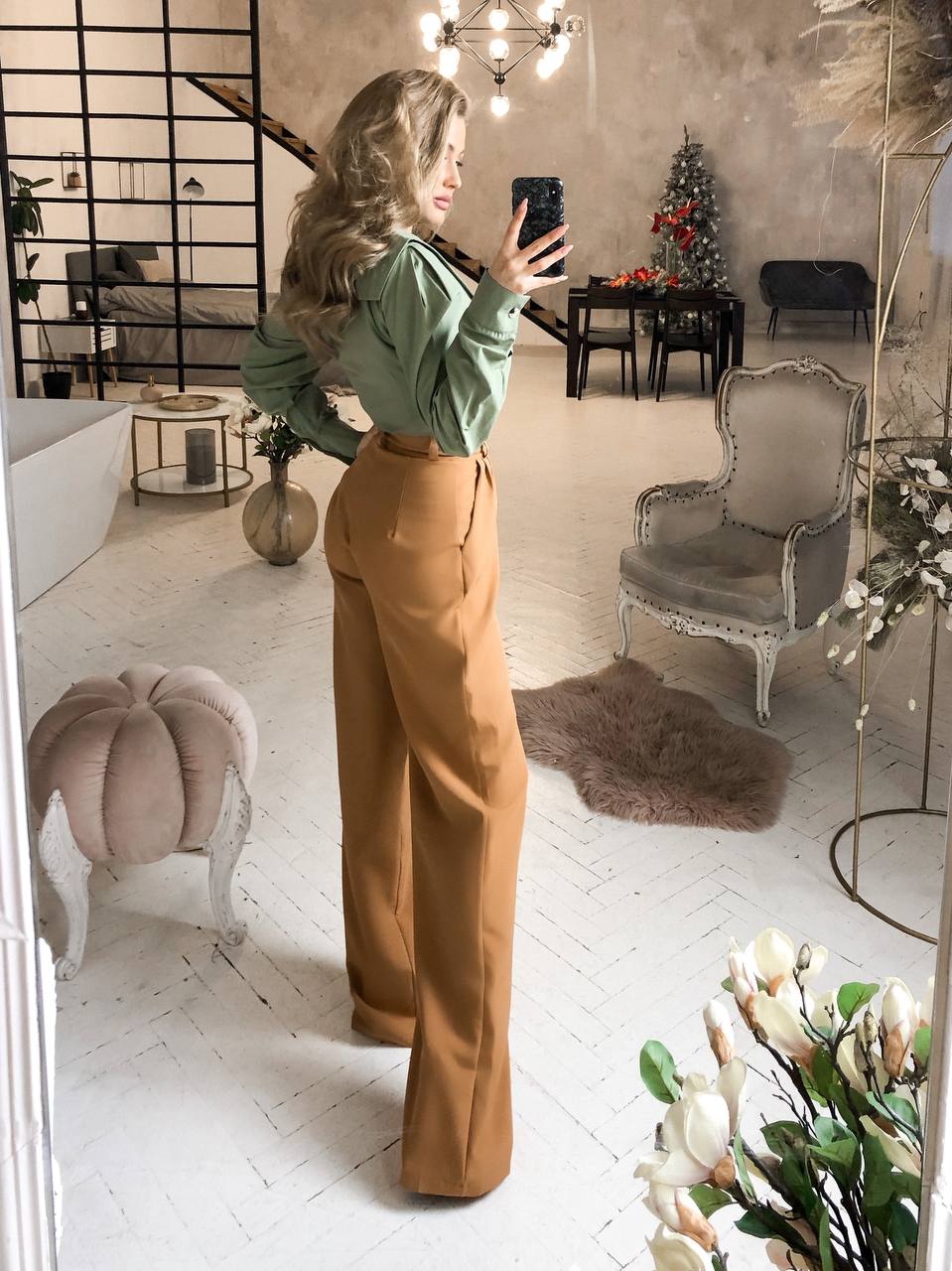 High Waist Fitted Palazzo Pants