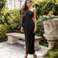 One-Shoulder Satin Midi Dress