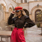 Puff Sleeve Collared Blouse