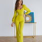 Sweetheart Top & Flared Pants 2-Piece Set