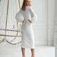 Square Neck Puff-Sleeve Midi Dress