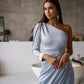 One-Shoulder Satin Midi Dress
