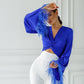 Silk Feather Sleeve Blouse