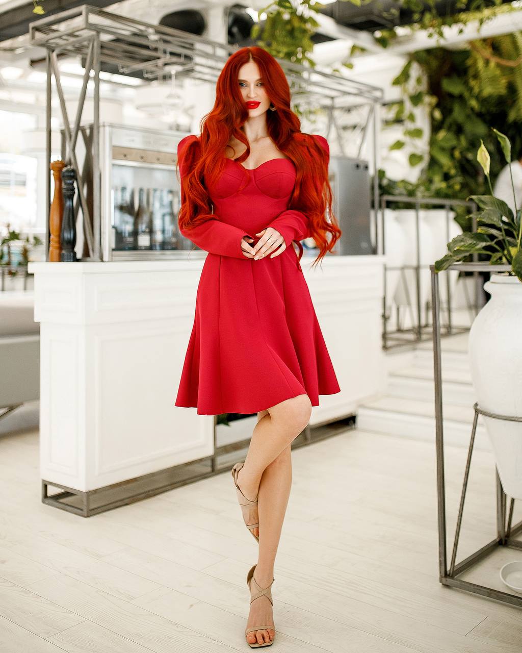 Sweetheart Puff-Sleeve Mini Dress