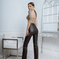 Eco Leather Flared Trousers High Waist