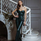 Eco Leather Suit Flared Trousers High Waist and Strapless Crop Top