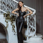 Eco Leather Suit Flared Trousers High Waist and Strapless Crop Top