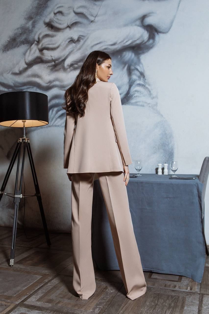 2-Piece Suite Belted Double Breasted