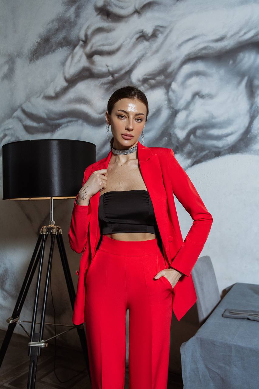 2-Piece Suite Belted Double Breasted