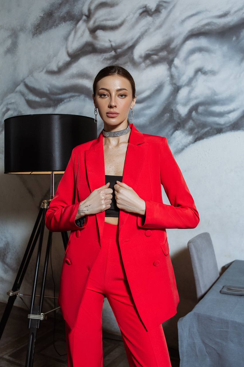 2-Piece Suite Belted Double Breasted
