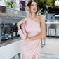 One-Shoulder Satin Midi Dress