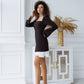Black Square Neck Long Sleeve Mini Dress