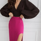 High Waist Side-Slit Pencil Skirt