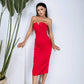 Satin V-neck Cocktail Midi Dress