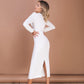 Long Sleeve V-neck Midi Dress
