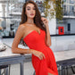 Strapless Corset V-Neck and Leg Slits Jumpsuit