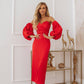 Puffed Sleeve Midi Dress