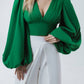 Puff Sleeve V-neck Blouse
