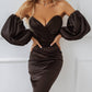 Puffed Sleeve Midi Dress