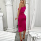 One-Shoulder Satin Midi