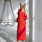 Sweetheart Puff-Sleeve Midi Dress