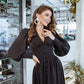 V-neck Buttoned Puff-Sleeve Midi Dress