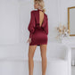 Satin Long Sleeve Mini Dress