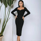 Alexa Queen Anne Neckline Midi Dress