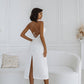 Satin Tie-Detailed Slip Midi Dress