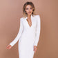 Long Sleeve V-neck Midi Dress