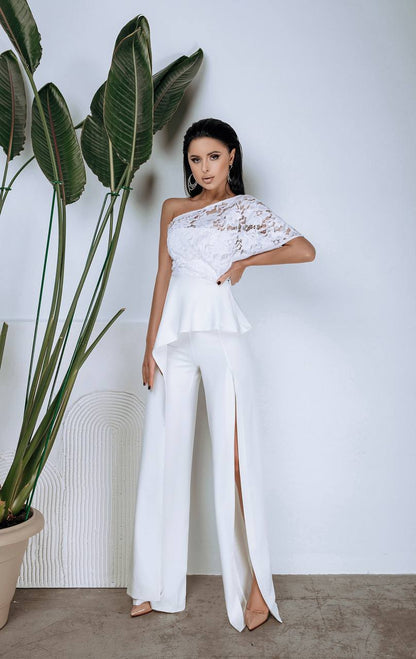 Bridal One-Shoulder Gown Suit