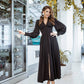 V-neck Buttoned Puff-Sleeve Midi Dress