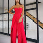 Strapless Corset V-Neck and Leg Slits Jumpsuit
