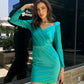 Satin Long Sleeve Mini Dress