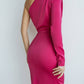 One-Shoulder Satin Midi