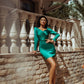 Satin Long Sleeve Mini Dress