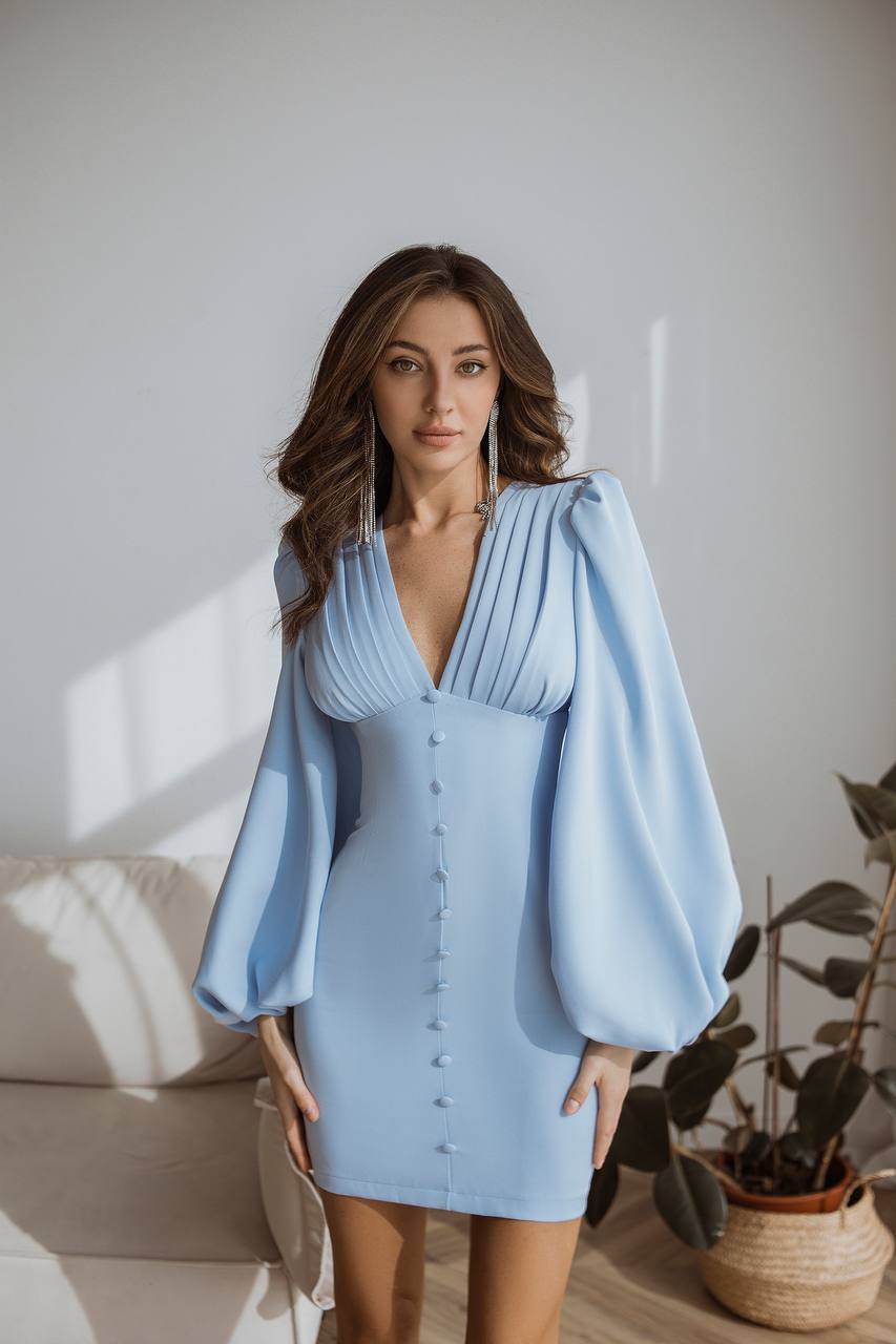 Backless ﻿﻿Puff Sleeve Mini Dress