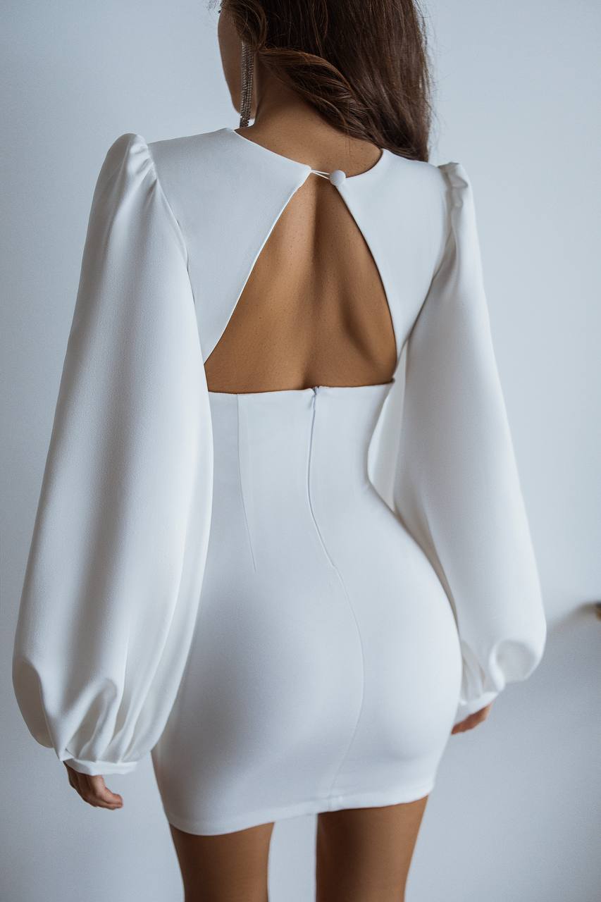 Backless ﻿﻿Puff Sleeve Mini Dress