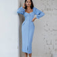 Sweetheart Puff-Sleeve Midi Dress