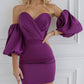 Puffed Sleeve Mini Prom Dress