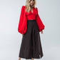 High Waist Slit Cuff Culottes