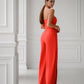 Strapless Corset V-Neck and Leg Slits Jumpsuit