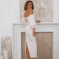 Puffed Sleeve Midi Dress