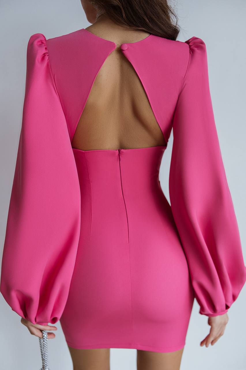 Backless ﻿﻿Puff Sleeve Mini Dress