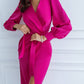 Wrap Long Sleeve Midi Dress